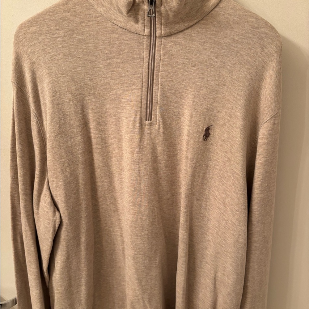 Polo by Ralph Lauren Men's Tan Quarter Zip Sweater NWOT
